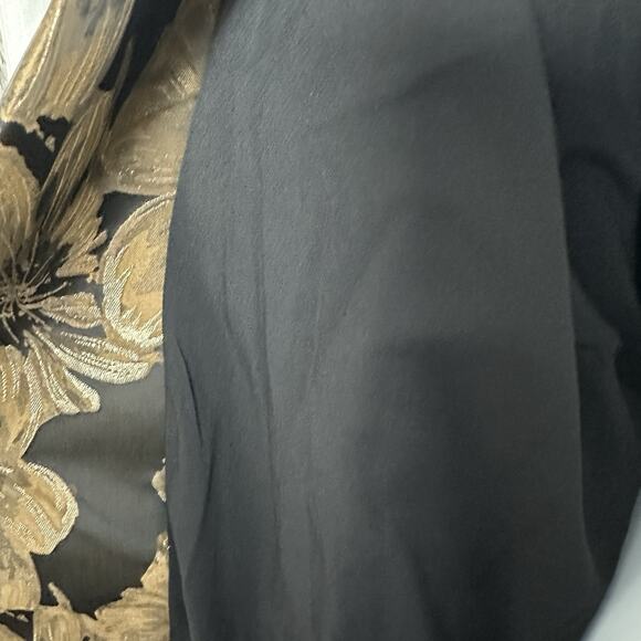 Chicos Metallic Floral Brocade Long Jacket Sz 3 Black Gold Evening Coat NWOT XL - Picture 12 of 15